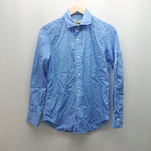 ◇ ◎ MIRROR オフィス きれいめ シンプル カフスボタン おしゃれ 長袖 シャル サイズ38 ブルー メンズ E 【中古】