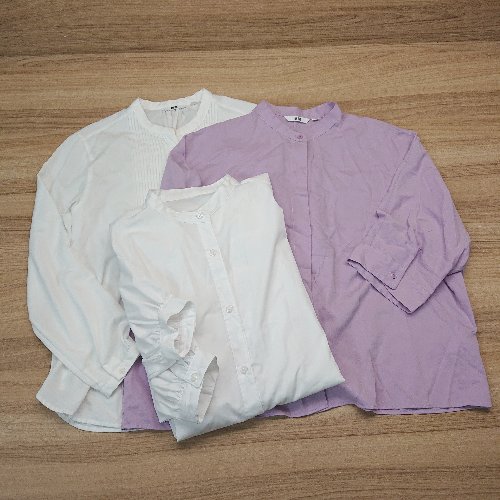 ◇ 《 GU UNIQLO まとめ売り3点セット サイズ混合 ロング丈 シンプル ノーカラー シャツ ブラウス レディース 》 E 【中古】のサムネイル