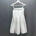◇ Bon mercerie サイドジップ ボーダー柄 裏地 シンプル ノースリーブ 膝丈 ワンピース サイズ36 グレー レディース E 【中古】