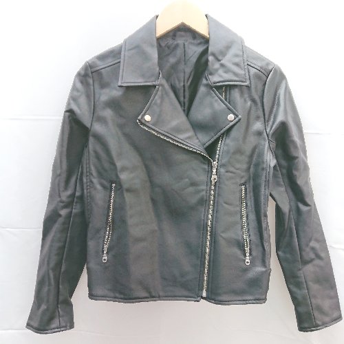 ◇ GU ジーユー ジップアップ レザー 長袖 ライダース サイズM ブラック レディースメンズ E 【中古】 ◇ GU ジーユー ジップアップ レザー 長袖 ライダース サイズM ブラック レディースメンズ E 【中古】