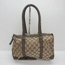 ◇ GUCCI グッチ GGキャンバス レザー ミニ 金具留め ファスナー開閉 ボストンバッグ ブラウン レディース メンズ E 【中古】