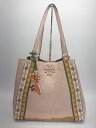 ◇ TORY BURCH ロゴ レザー 鳥 チャーム おしゃれ 大人 大容量 トートバッグ ピンク レディース E 【中古】