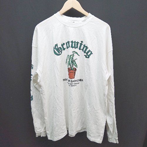 ◇ kutir クティール オーバーサイズ デザインプリント 長袖 Tシャツ サイズL アイボリー レディース (メンズ) E 【中古】