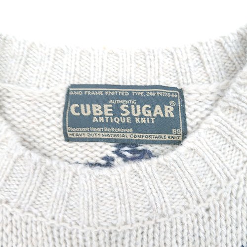 ◇ ⊇ CUBE SUGAR キューブシュガー 丸首 長袖 ニット サイズM ベージュ ネイビー レッド レディース E 【中古】