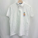 ◇ ⊂ POLO RALPH LAUREN ブランドロゴ刺繡 半袖 ポロシャツ サイズM ホワイト レインボー メンズ レディース E 【中古】(4)