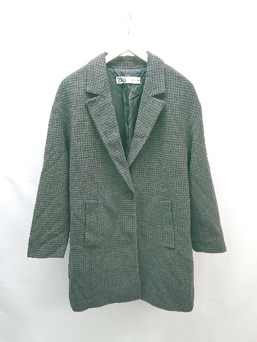 ■ ZARA ザラ 千鳥柄 綺麗め 長袖 コート サイズS チャコールグレー レディース E 【中古】(4)