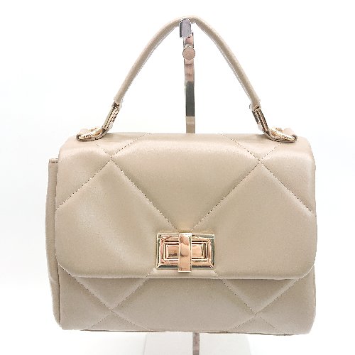 ◇ Suzanne スザンヌ キルティング ひねり金具 大人 ゴールド ハンドバック ベージュ レディース/メンズ E 【中古】 ◇ Suzanne スザンヌ キルティング ひねり金具 大人 ゴールド ハンドバック ベージュ レディース/メンズ E 【中古】