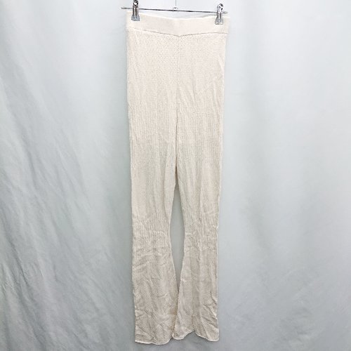◇ ⊂ snidel スナイデル 透かし編み ウエストゴム ニットフレアパンツ サイズ0 オフホワイト レディース E 【中古】