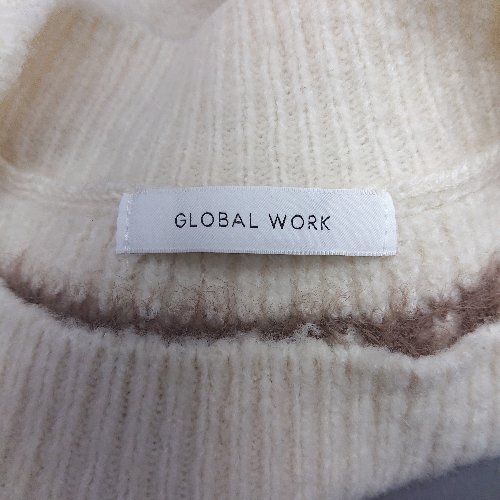 ◇ ⊇ GLOBALWORK ノルディック 長袖 ニット サイズF オフホワイト系 レディース E 【中古】