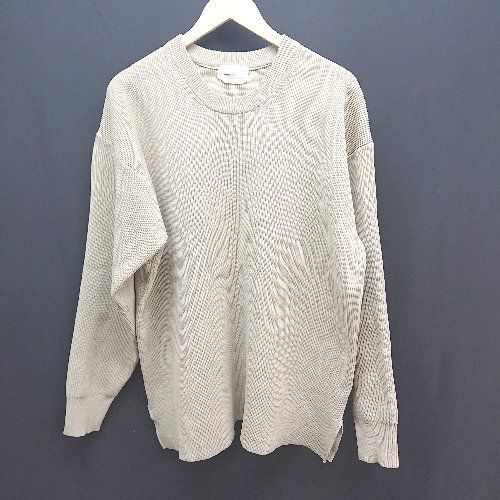 ◇ emmaclothes エマクローズ クルーネック スリット オーバーサイズ 長袖 ニット サイズM ベージュ系 メンズ レディース E 【中古】