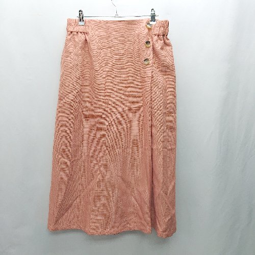◇ ⊂ ◎ haco! ハコ ウエストゴム フェイクボタン ロング丈 フレア スカート サイズLL オレンジ系 レディース E 【中古】