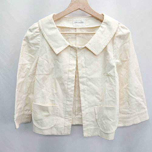 ◇ ⊂ MELROSE メルローズ 襟付き 長袖 ショート丈ジャケット サイズ4 アイボリー系 レディース E 【中古】 ◇ ⊂ MELROSE メルローズ 襟付き 長袖 ショート丈ジャケット サイズ4 アイボリー系 レディース E 【中古】