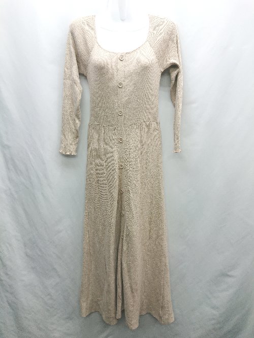 ◇ ⊇ archives アルシーヴ ラメ 長袖 ロング ニットワンピース サイズF ベージュ レディース E 【中古】