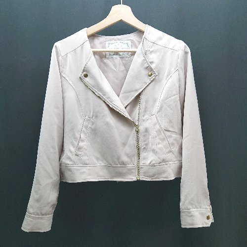 ◇ MAJESTIC LEGON バックレースアップリボン ショート丈 シンプル 長袖 ジャケット サイズM ピンク レディース E 【中古】