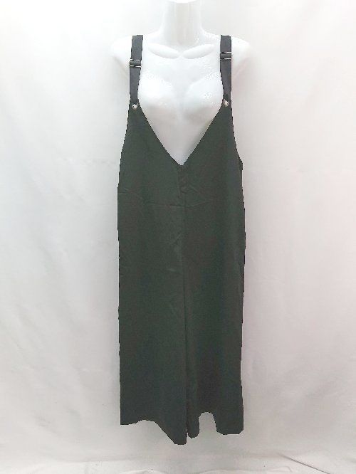 ◇ GLOBAL WORK 肩ストラップ ワイドパンツ サラサラ ノースリーブ サロペット サイズL ブラック レディース E 【中古】