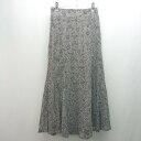 ◇ naturalcouture 花柄 ウエストゴム ラウンドカット ロング丈 フレア スカート サイズM グレー レディース E 【中古】(4)
