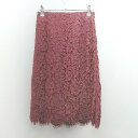 ◇ Jewel Changes サイドジップ ウエストゴム 裏地 レース シンプル 膝丈 タイト スカート 表記なし レッド レディース E 【中古】