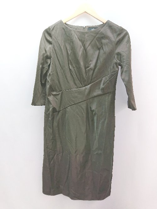 ◇ wb ダブルビー シンプル 無地 カジュアル きれいめ 大人っぽい 長袖 膝丈 ワンピース サイズ38 ブラック レディース E 【中古】