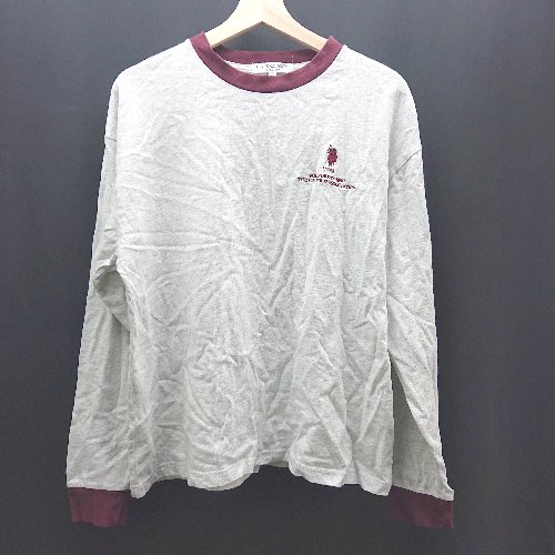 ◇ U.S.POLO ASSN. クルーネック ロゴ 刺繍 カジュアル 長袖 ロングTシャツ サイズF グレー系 レディース メンズ E 【中古】