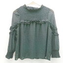◇ MAJESTIC LEGON ドット柄 レース フリル シアー素材 長袖 ブラウス カットソー サイズM ブラック レディース E 【中古】(4)