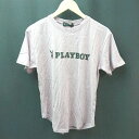 ◇ 新品 playboy プレイボーイ シンプル ブランドロゴ ブランドネーム 半袖 Tシャツ サイズM パープル レディース メンズ E 【中古】