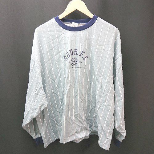 ◇ Sourcream サワークリーム クルーネック ボーダー柄 長袖 Tシャツ サイズF ブルー レディース メンズ E 【中古】