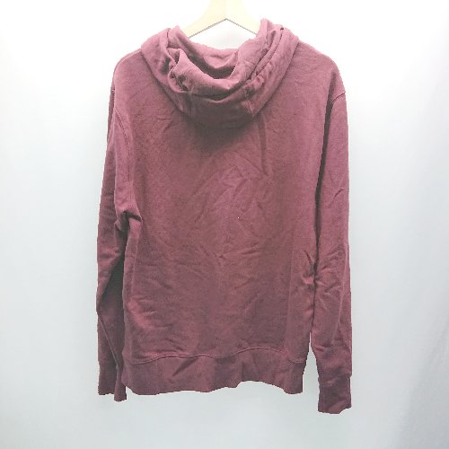 ◇ New Balance ニューバランス シンプル 厚手 刺繡ロゴ カジュアル 長袖 パーカー サイズL ボルドー メンズレディース E 【中古...