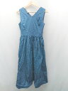 ◇ Rouge vif Vネック サイドジップ 裏地 シンプル ノースリーブ ロング丈 ワンピース サイズ36 ブルー レディース E 【中古】