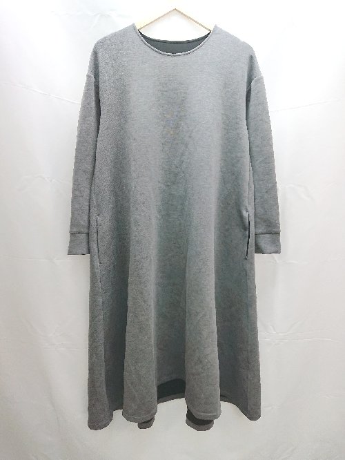 ◇ LYBY LYCKA クルーネック 裏地 シンプル 長袖 ひざ丈 ワンピース サイズL グレー系 レディース E 【中古】