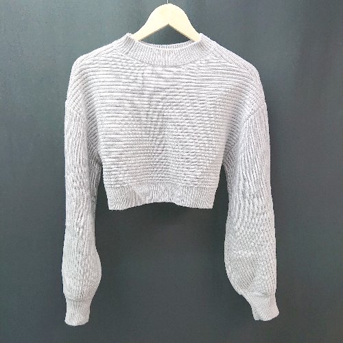 ◇ 新品 apre's jour リブニット ワイド身幅 クロップド丈 長袖 ニット セーター サイズLL パープル系 ..