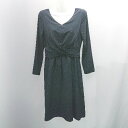 ◇ LIMITLESS LUXURY バックジップ ドット柄 裏地あり 長袖 ロング丈 ワンピース サイズ36 ネイビー レディース E 【中古】