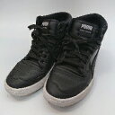 ◇ PUMA プーマ 紐調節 ブランドロゴ 通学 ハイカットスニーカー サイズ24.0 ブラック系 レディース メンズ E 【中古】