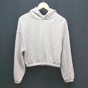◇ ZARA ザラ フード ショート丈 裏起毛 シンプル オシャレ 長袖 パーカー サイズM ベージュ系 レディース E 【中古】