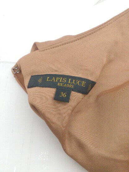 ◇ LAPIS LUCE BEAMS Uネック バックファスナー 光沢感 サテン生地 チュニック サイズ36 オレンジ レディース E 【中古】