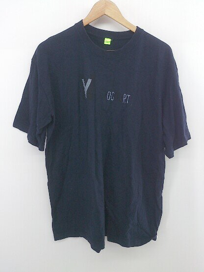 ◇ newyoghurt ニューヨーグルト クルーネック オーバーサイズ 半袖 Tシャツ サイズF ネイビー レディー..