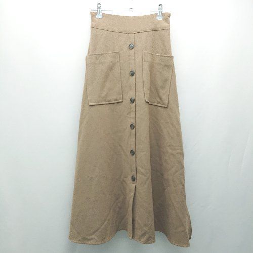 ◇ ACYM アシーム カジュアルテイスト ポケット ウエストゴム ロング丈 フレア スカート サイズF ブラウン レディース E 【中古】
