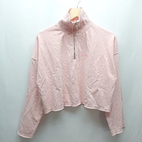◇ Heaher ヘザー スウェット生地 ハーフジップ ウエストゴム ロゴ ロング セットアップ サイズF ピンク レディース E 【中古】
