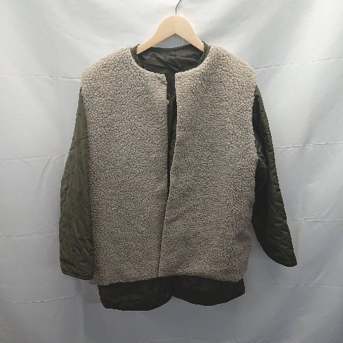 ◇ titivate ティティベイト ボアベスト コートセット キルティング 3way 防寒 長袖 ノーカラーコート サイズF カーキ E 【中古】(4)