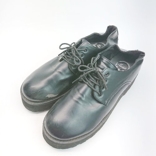 ◇ Loose ルース 厚底 ラウンドトゥ シンプル ローカット ローファー 表記なし ブラック レディース E ..