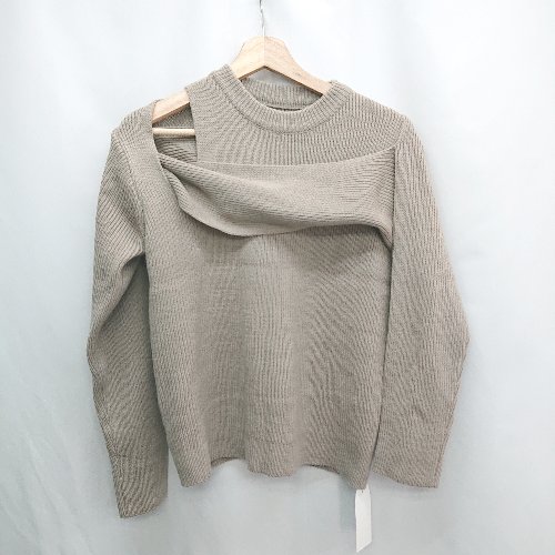 ◇ ⊇ ● neam ニーム 変型デザイン 長袖 ニット サイズ表記なし グレージュ レディース E 【中古】 ◇ ⊇ ● neam ニーム 変型デザイン 長袖 ニット サイズ表記なし グレージュ レディース E 【中古】