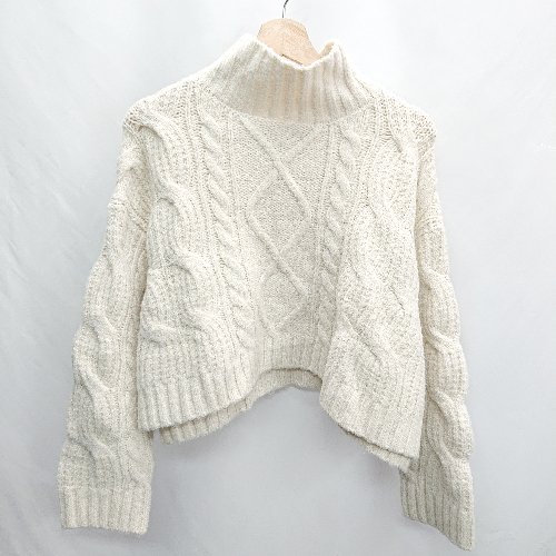◇ ⊇ JEANASIS ジーナシス ハイネック 長袖 ニット サイズF アイボリー レディース E 【中古】