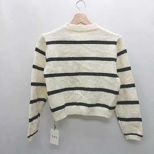 ◇ ⊂ ◎ ●美品● GRL グレイル ボーダー柄 キャミニット カーディガン サイズM アイボリー ブラック レディース E 【中古】