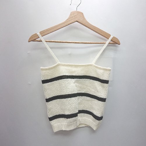 ◇ ⊂ ◎ ●美品● GRL グレイル ボーダー柄 キャミニット カーディガン サイズM アイボリー ブラック レディース E 【中古】