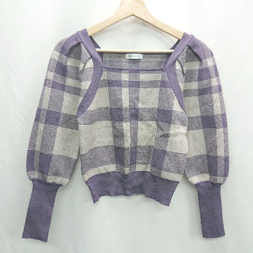 ◇ ⊇ NATURAL BEAUTY BASIC ナチュラルビューティーベーシック 総柄 長袖 ニット サイズF パープル系 レディース E 【中古】