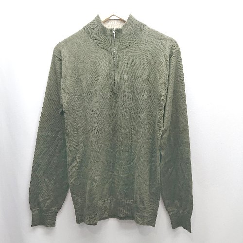 ◇ ⊇ COMME CA ISM コムサイズム ハーフジップ 長袖 ニット サイズL カーキ メンズ E 【中古】