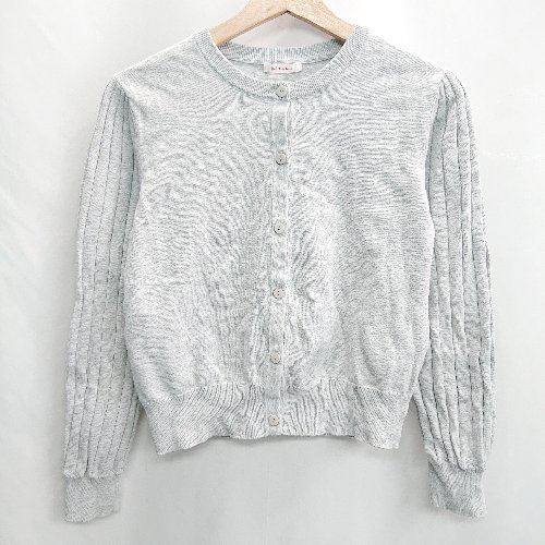 ◇ ⊇ INED de base イネド コットン100% 長袖 カーディガン サイズF グレー レディース E 【中古】