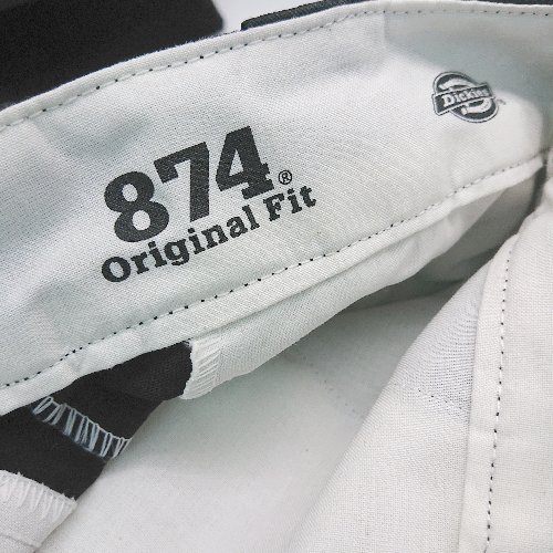 ◇ dickies 874プリント ジップフライ ワーク バックポケット 裏地ステッチ パンツ サイズ28 ブラック メンズ E 【中古】
