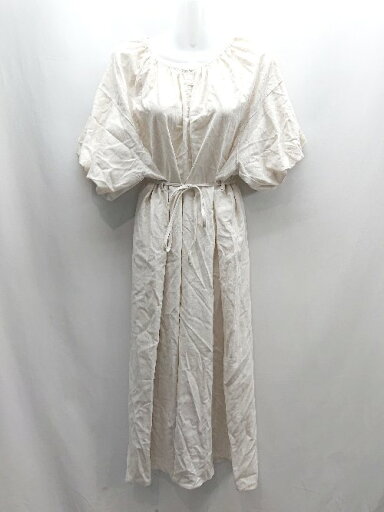 ◇ ⊂ LAUIR バックオープン ボリュームスリーブ 半袖 ロング ワンピース サイズM キナリ レディース E 【中古】 ◇ ⊂ LAUIR バックオープン ボリュームスリーブ 半袖 ロング ワンピース サイズM キナリ レディース E 【中古】