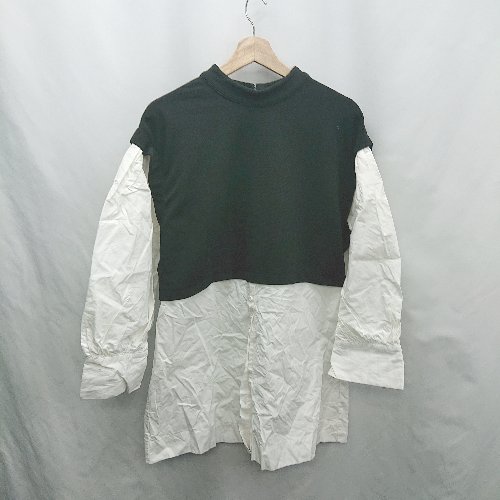 ◇ ⊂ ZARA ザラ ドッキング 長袖 チュニック サイズM ブラック ホワイト レディース E 【中古】 ◇ ⊂ ZARA ザラ ドッキング 長袖 チュニック サイズM ブラック ホワイト レディース E 【中古】