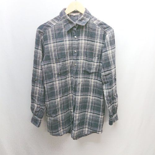 ◇ snidel スナイデル チェック柄 スタッズ かっこいい 丈長め 長袖 シャツ サイズF ブラック系 レディース メンズ E 【中古】